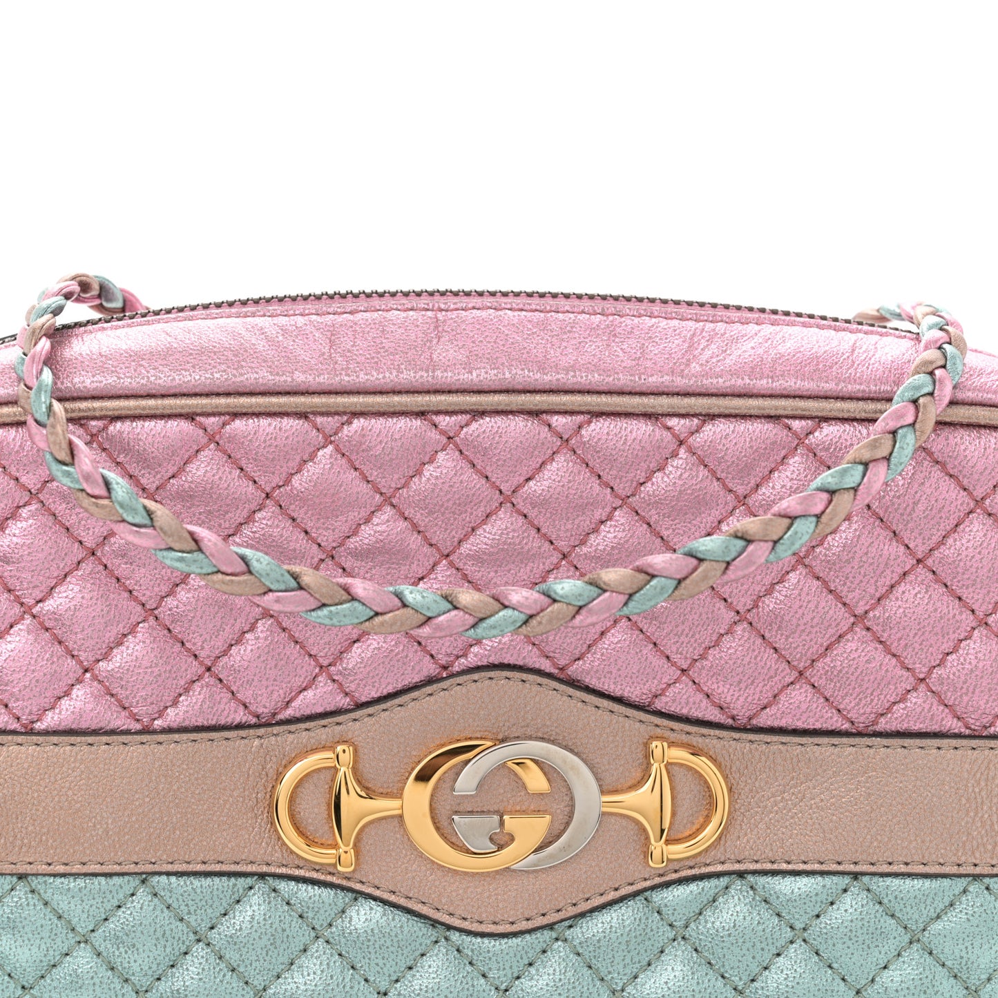 Laminated Nappa Trapuntata Small Zumi Shoulder Bag Rosa Lago Rame