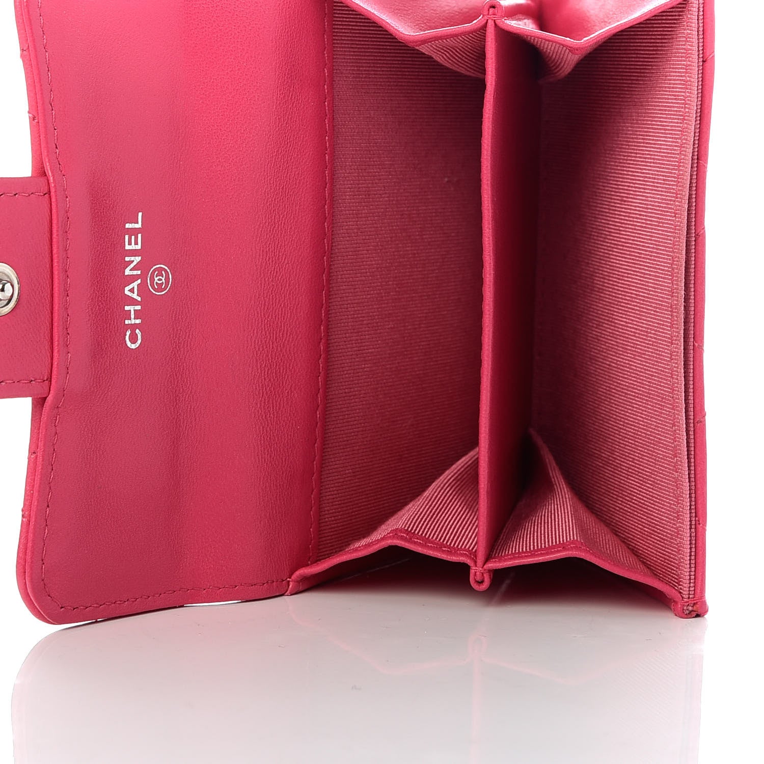 Chanel Lambskin Quilted Flap Card Holder Wallet Dark Pink 5 of 9