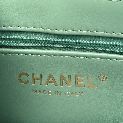 Chanel Shiny Aged Calfskin Quilted Nano Kelly Shopper Light Green 6 of 11