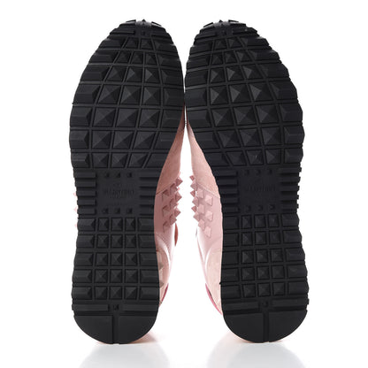 Valentino Garavani Calfskin Suede Rockstud Sneakers 38 Pink 5 of 8