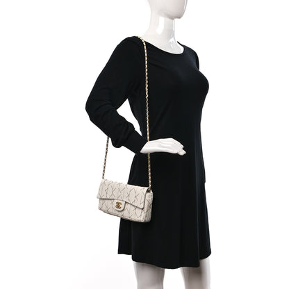 Chanel Glazed Calfskin Pleated Chain Stitch East West Flap White 2 of 10