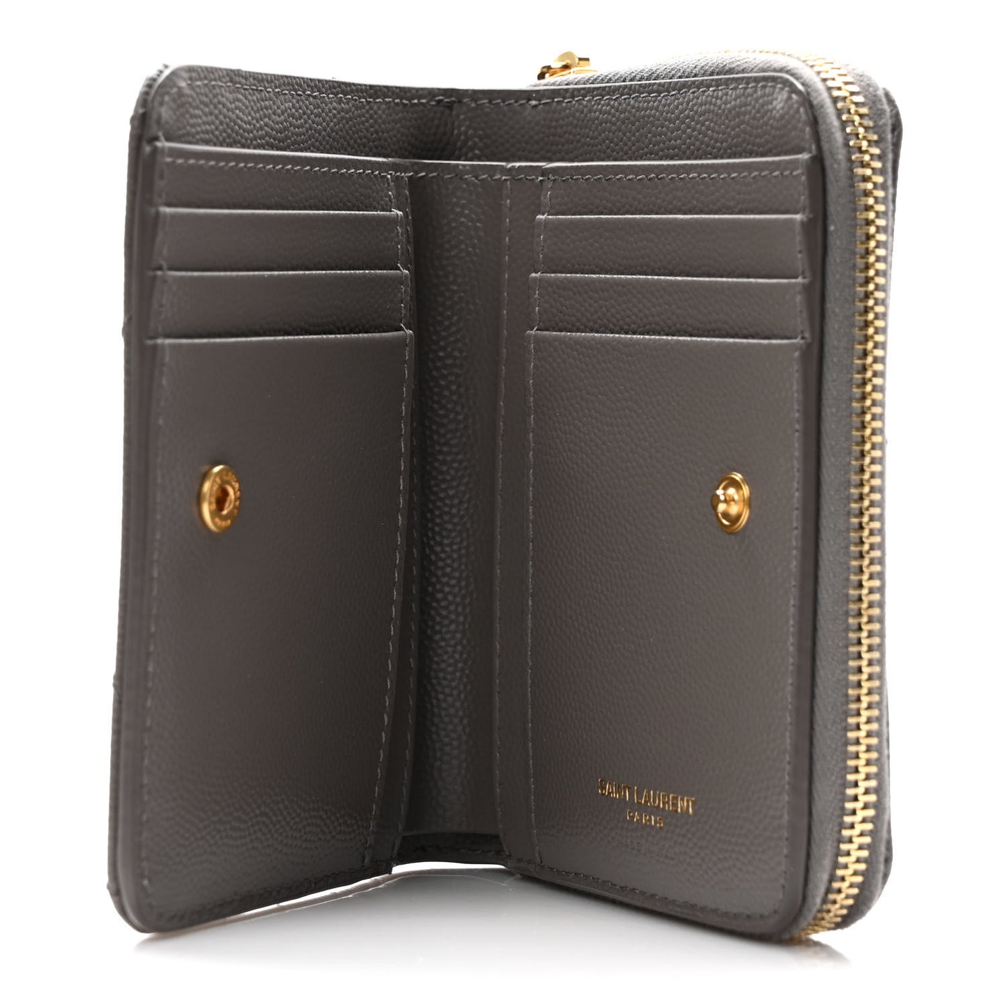 Grain De Poudre Matelasse Chevron Monogram Compact Zip Around Wallet Fog