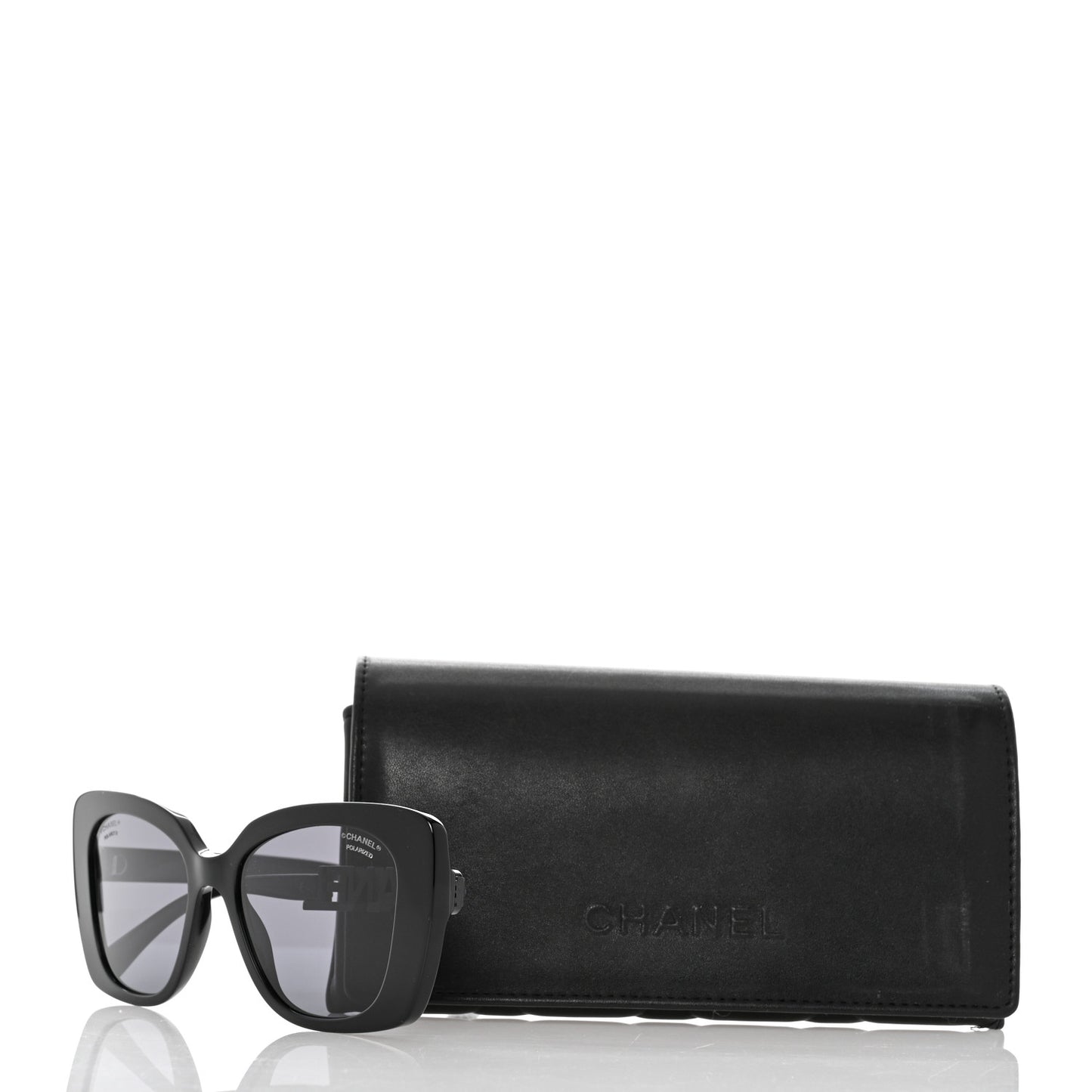 Acetate Strass Polarized Square Sunglasses 5422-B Black