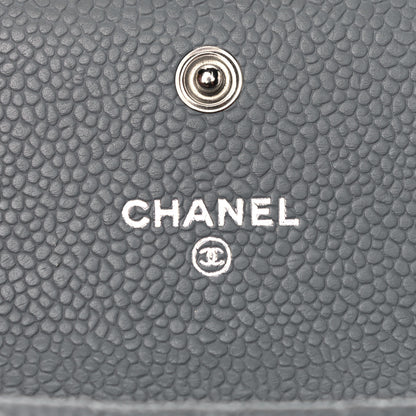 Chanel Caviar Chevron Quilted Boy Flap Card Holder Grey 6 of 10