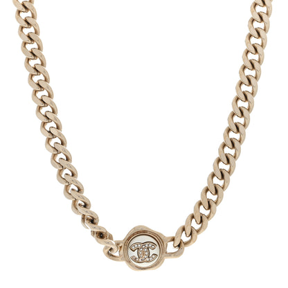 Chanel Pearl Crystal CC Chain Choker Necklace Gold 1 of 3