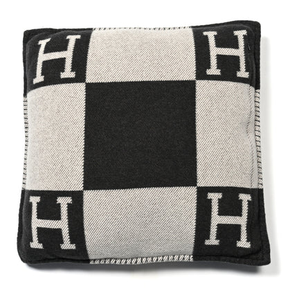 Hermes Wool Cashmere Avalon Pillow PM Ecru Gris Fonce 2 of 3
