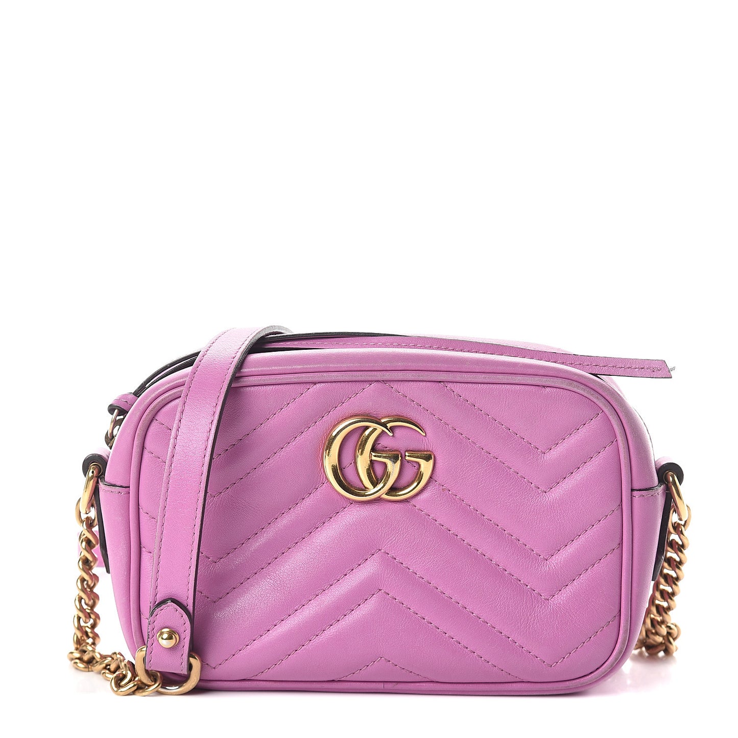 Calfskin Matelasse Mini GG Marmont Chain Shoulder Bag Candy Mousse