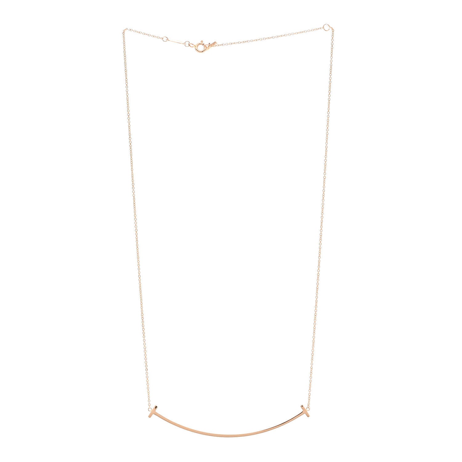 Tiffany 18K Rose Gold Large T Smile Pendant Necklace 3 of 5