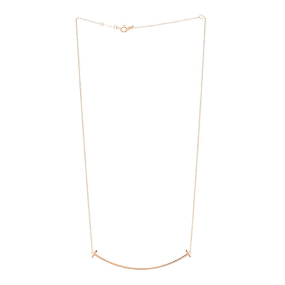 Tiffany 18K Rose Gold Large T Smile Pendant Necklace 3 of 5