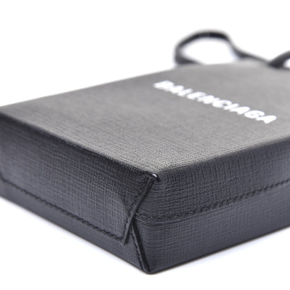 Balenciaga Squared Calfskin Logo Shopping Phone Holder Bag Black 7 of 11