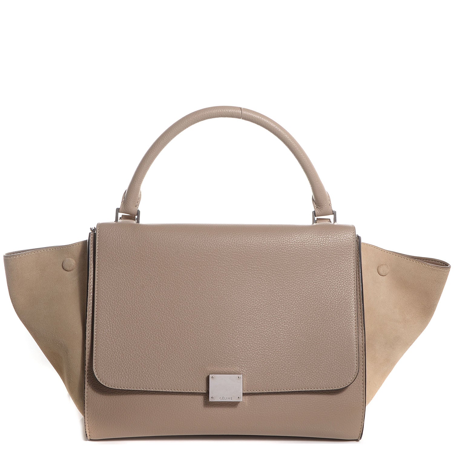 Celine Drummed Calfskin Suede Medium Trapeze Dune 1 of 9