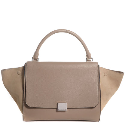 Celine Drummed Calfskin Suede Medium Trapeze Dune 1 of 9
