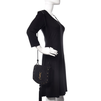 Saint Laurent Suede Medium Monogram Fetish Satchel Black 2 of 7