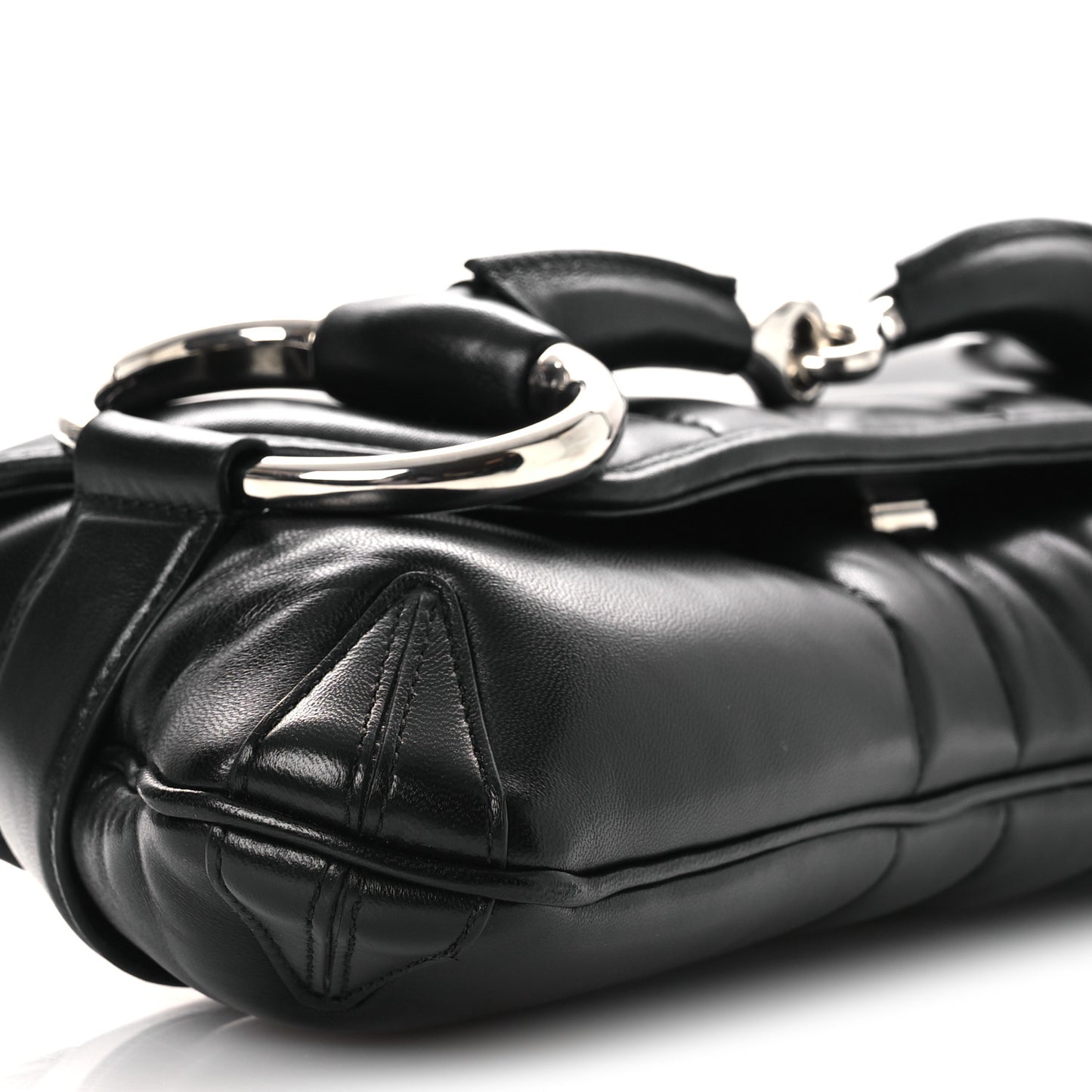 Nappa Vertical Matelasse Medium Maxi Horsebit Chain Shoulder Bag Black