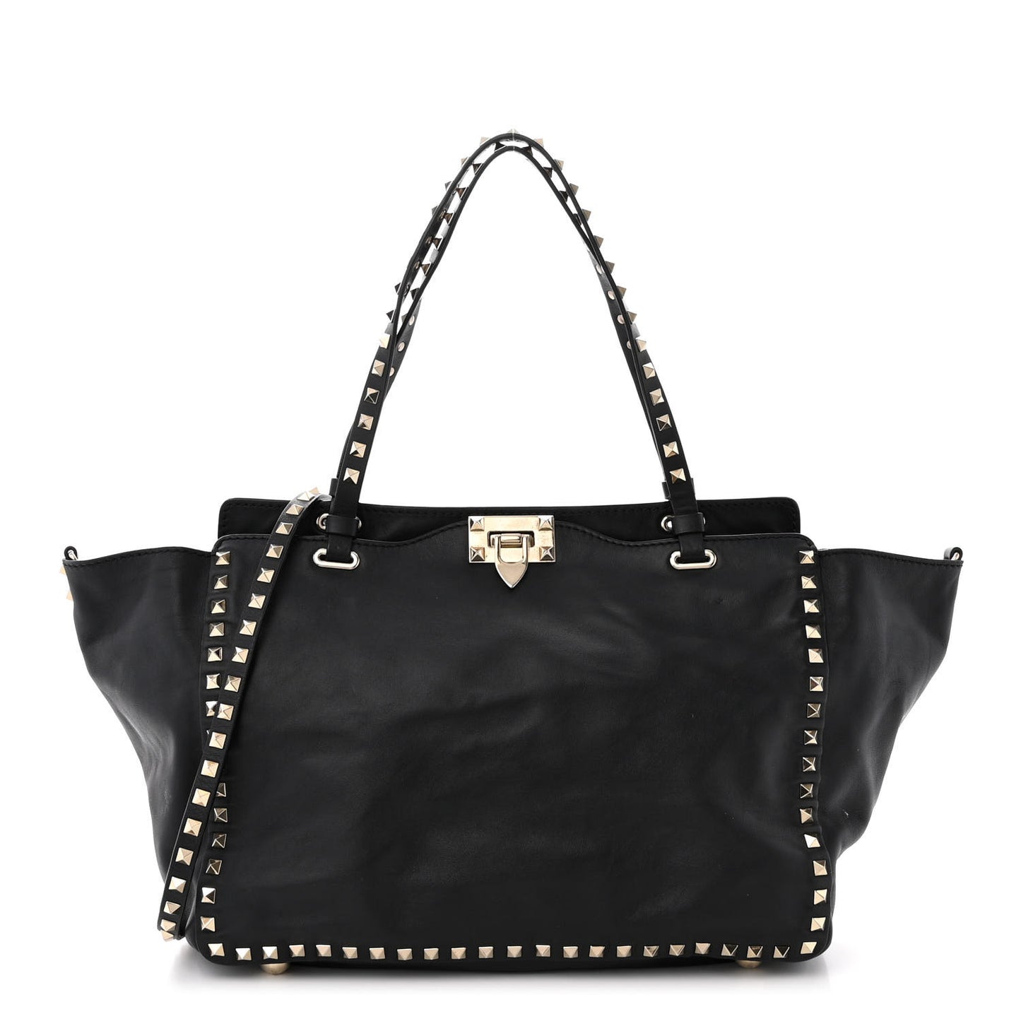 Vitello Medium Rockstud Tote Black