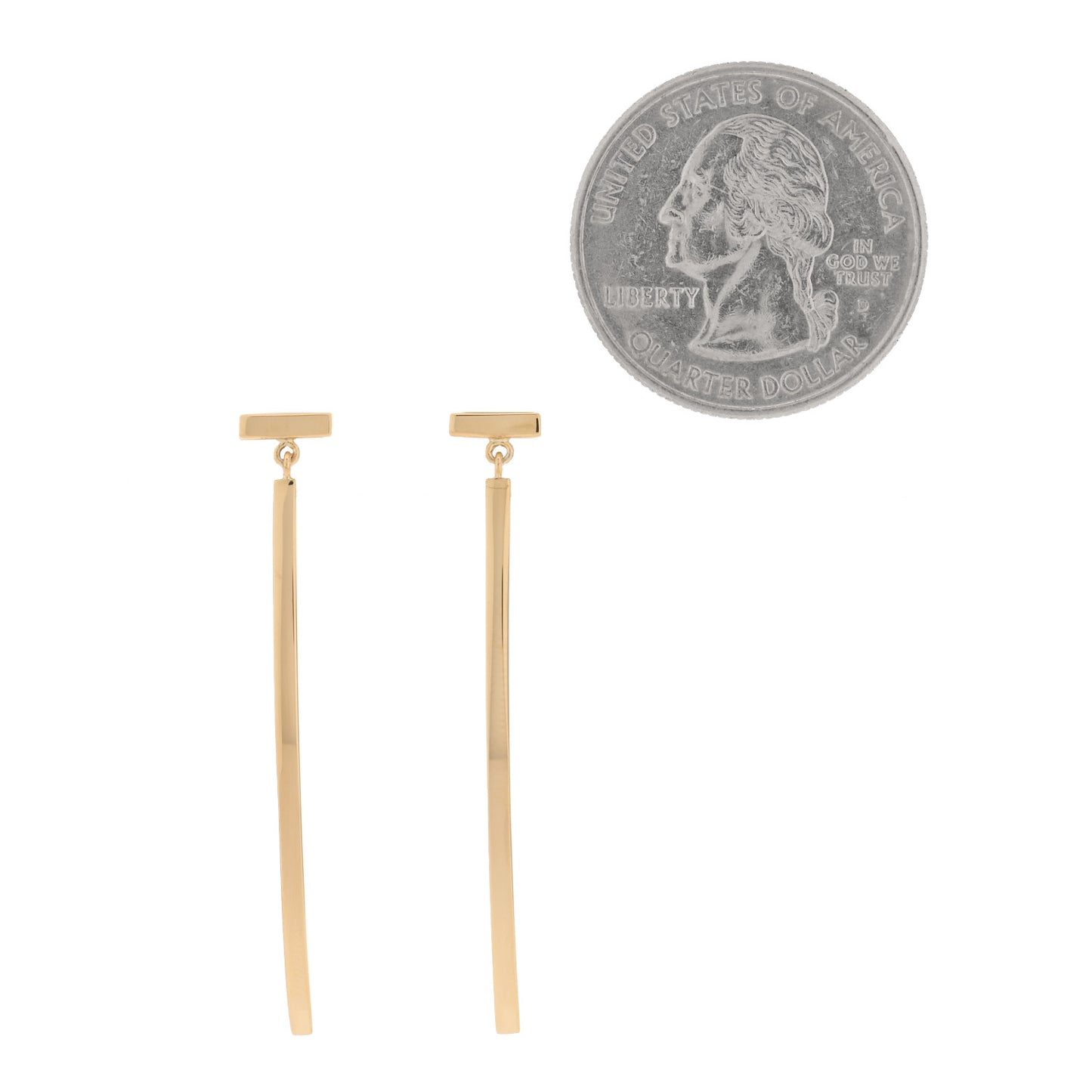 18K Yellow Gold T Bar Earrings