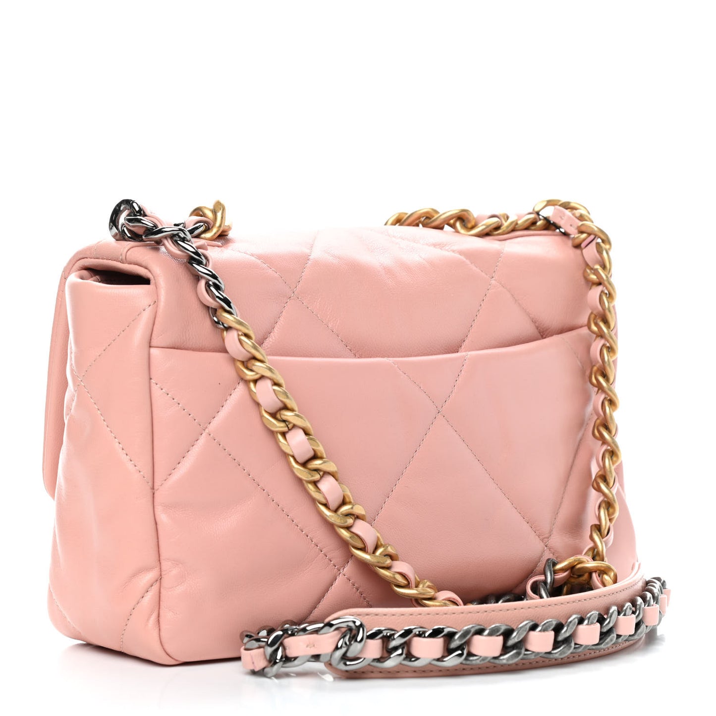Goatskin Quilted Medium Chanel 19 Flap Light Pink