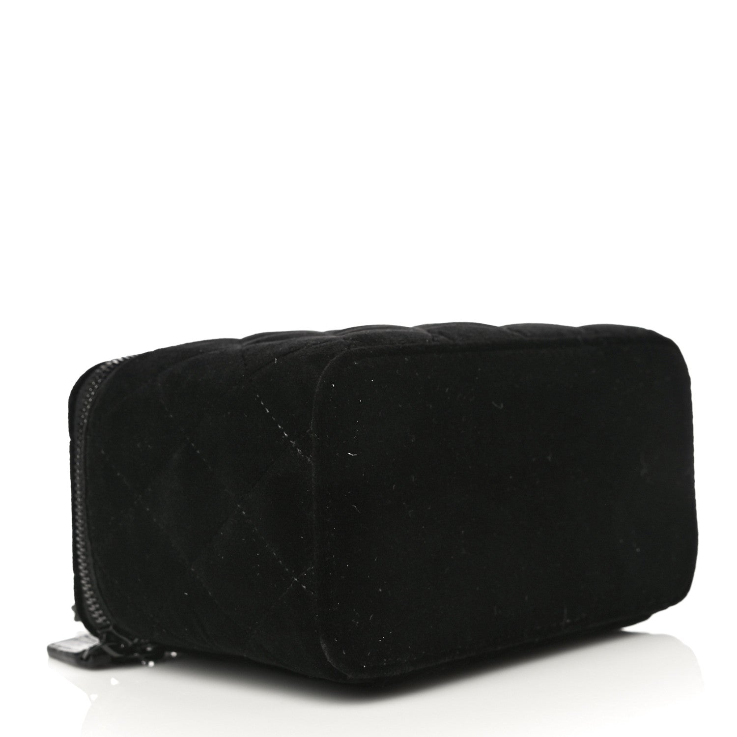 Chanel Velvet Quilted Small Vanity Case With Chain Black 3 of 10