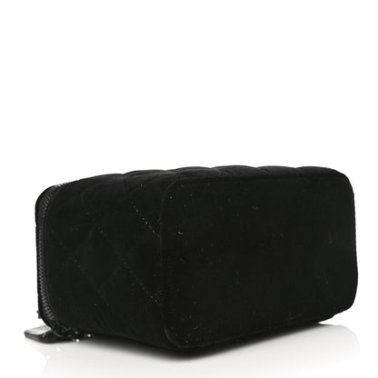 Chanel Velvet Quilted Small Vanity Case With Chain Black 3 of 10