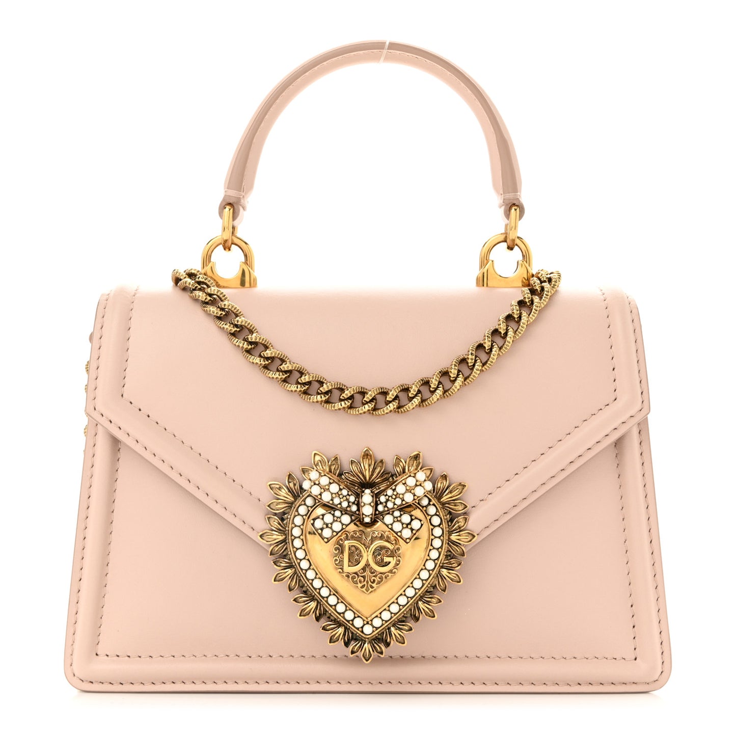 Smooth Calfskin Small Devotion Envelope Top Handle Bag Cipria