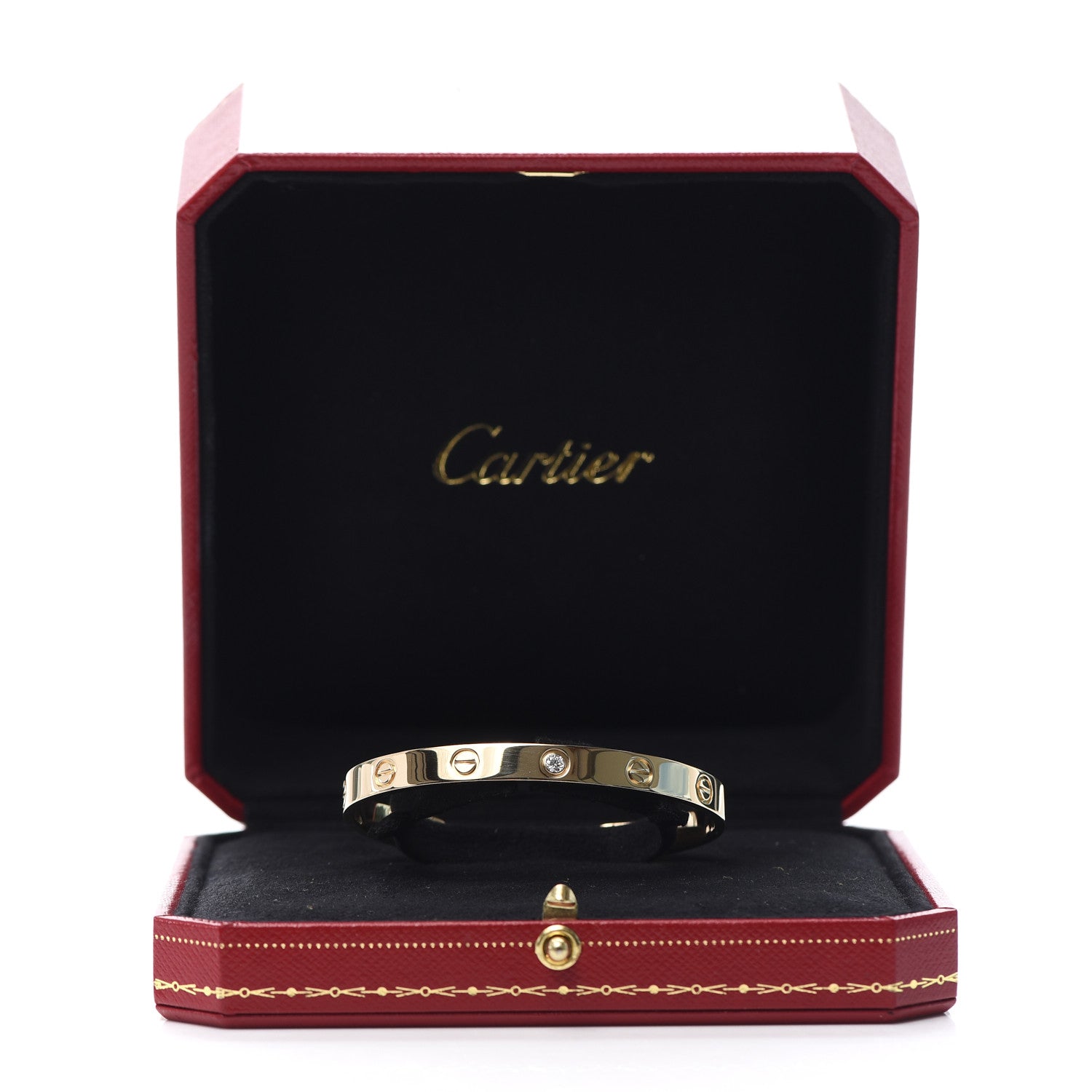 Cartier 18K Yellow Gold 1 Diamond LOVE Cuff Bracelet 17 6 of 6
