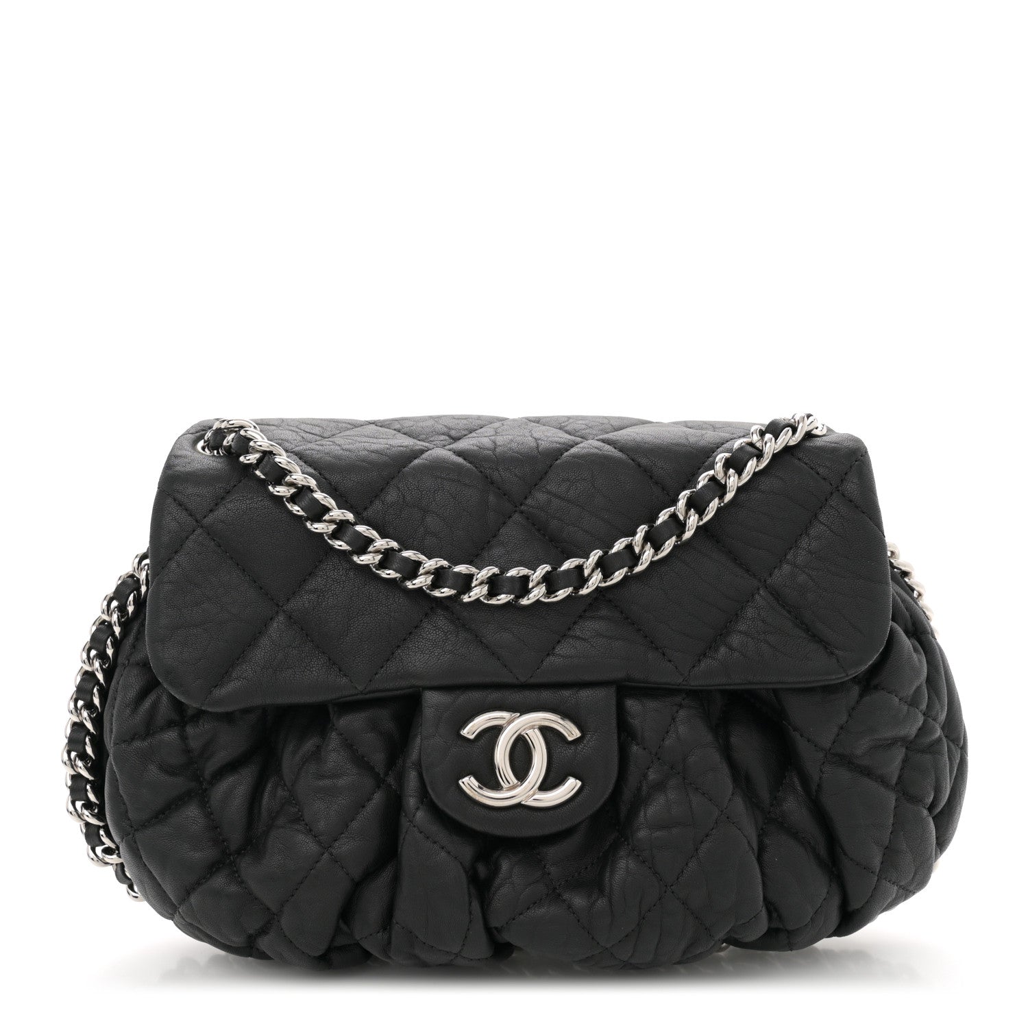 Chanel Washed Lambskin Quilted Medium Chain Around Messenger Black 1 of 11
