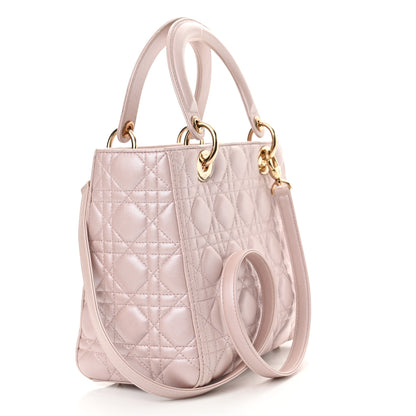 Christian Dior Pearly Lambskin Cannage Medium Lady Dior Lotus 3 of 13