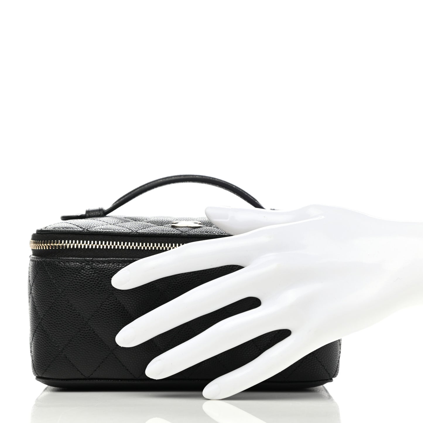 Caviar Quilted Top Handle Jewelry Case Black