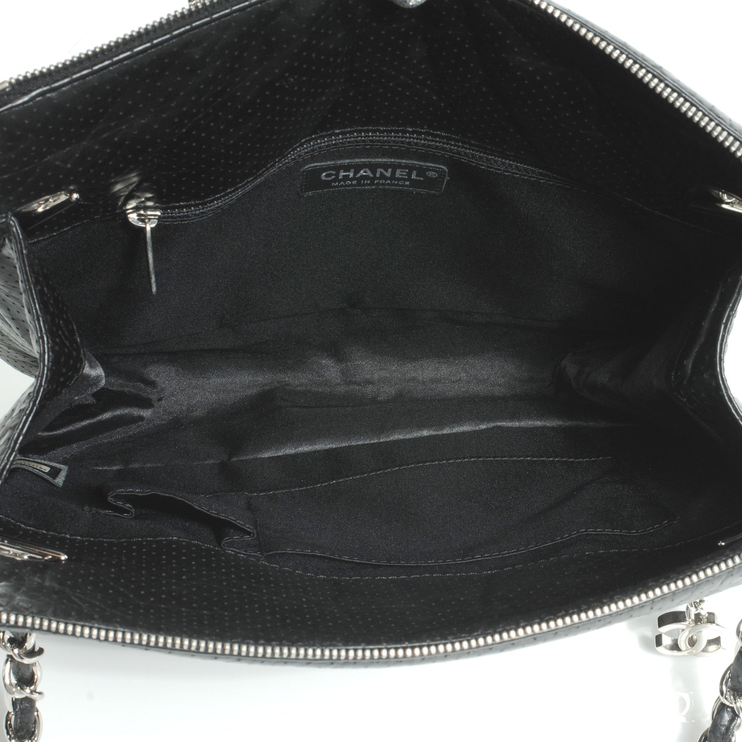 Aged Calfskin Perforated Tote Black