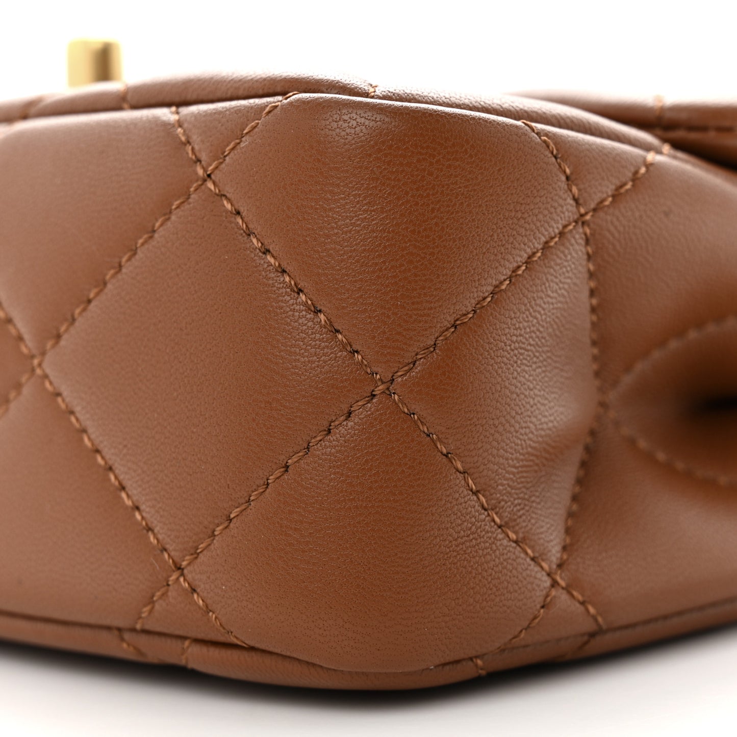 Lambskin Wenge Quilted Mini Fashion Wood Square Flap Light Brown