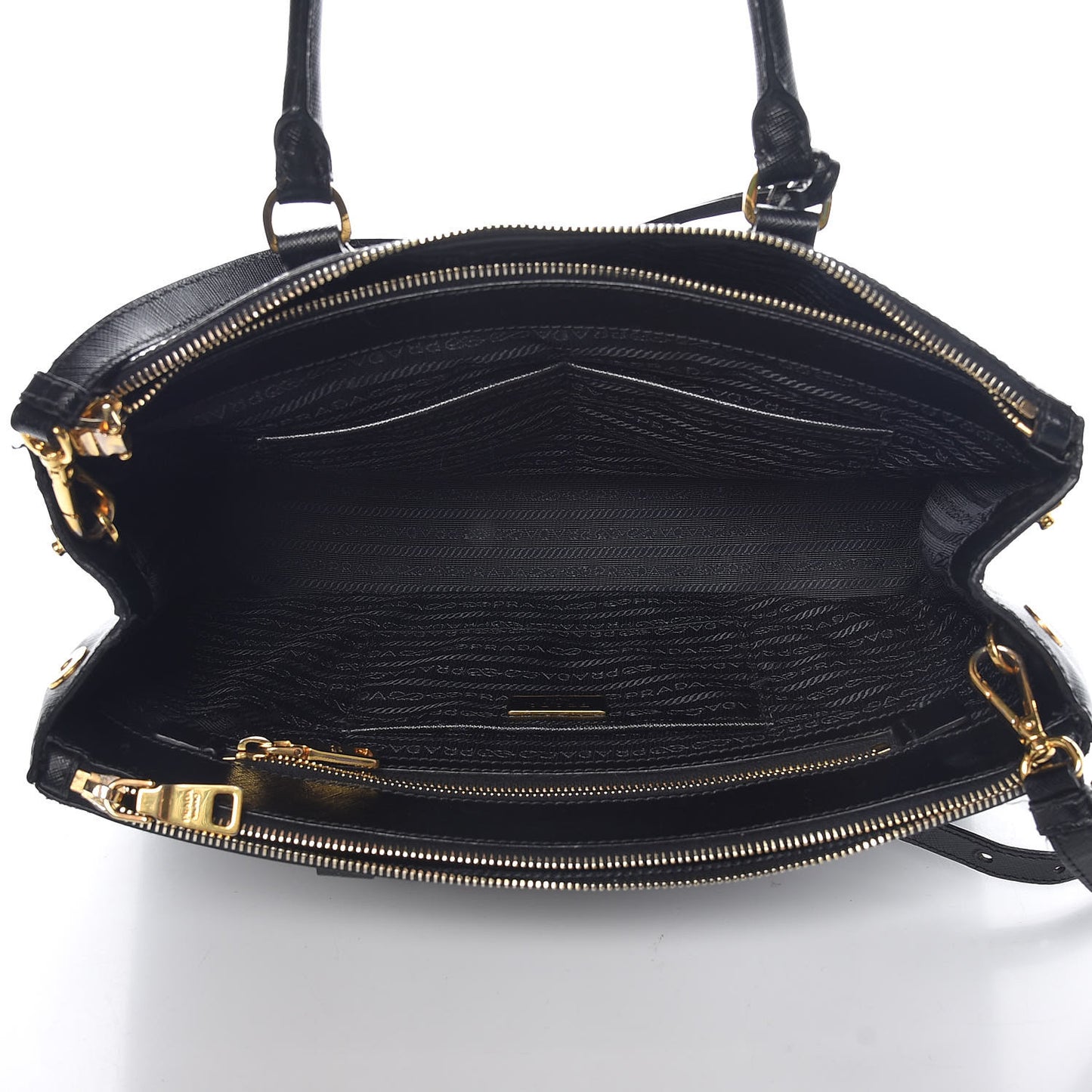 Saffiano Medium Galleria Double Zip Tote Black