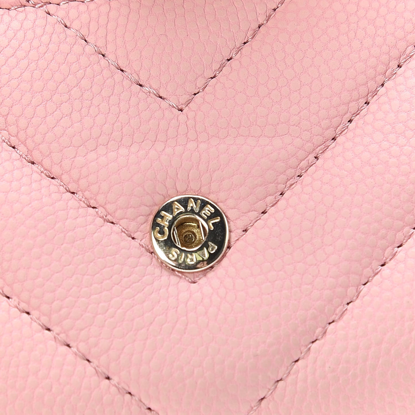 Caviar Chevron Quilted Flap Card Holder Pink