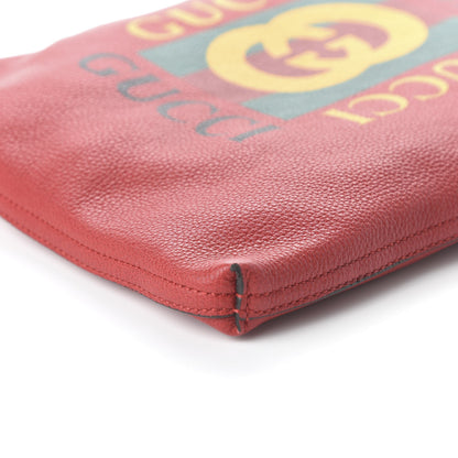 Gucci Pebbled Calfskin Medium Logo Portfolio Clutch Hibiscus Red 6 of 10
