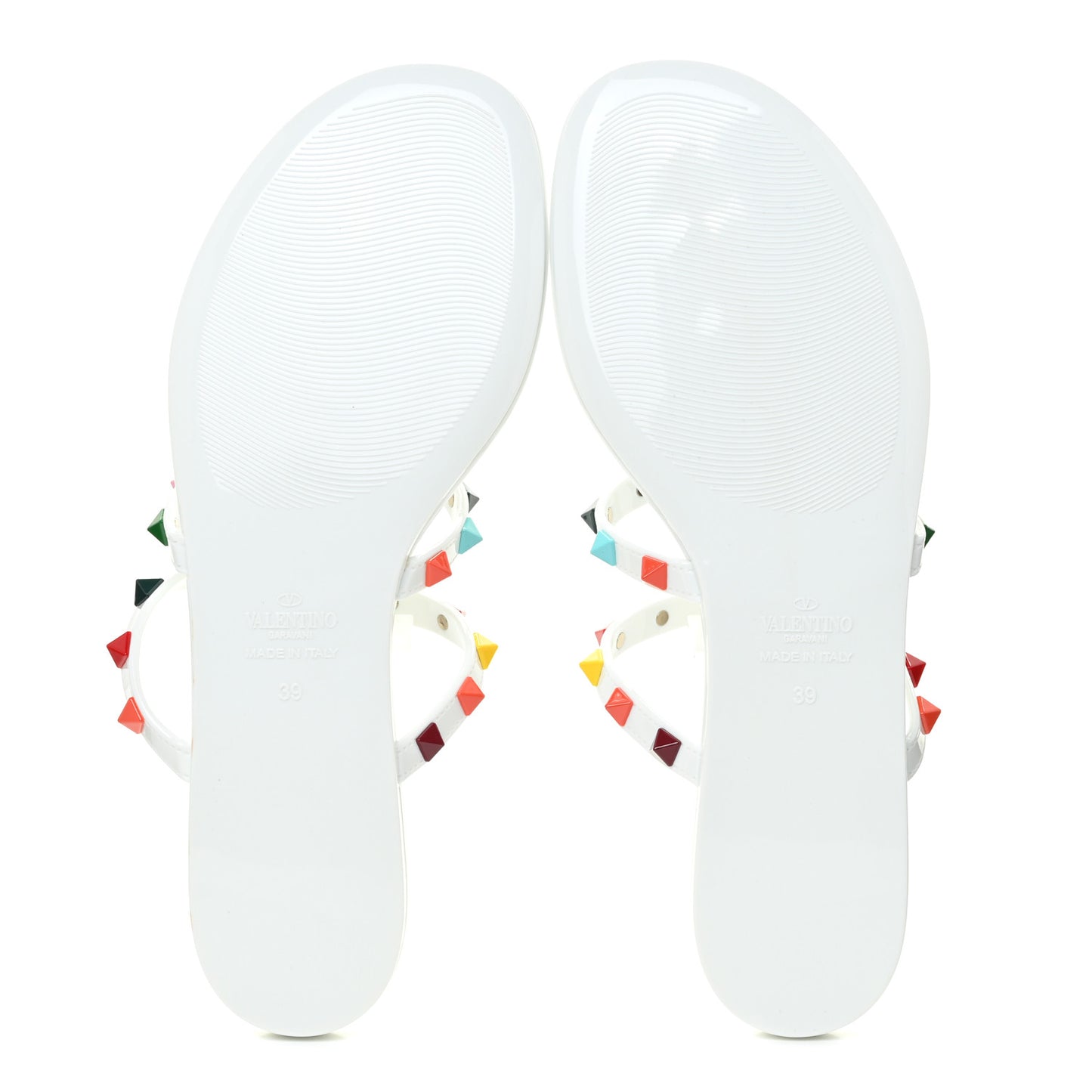 PVC Jelly Rockstud Caged Thong Sandals 39 White Multicolor