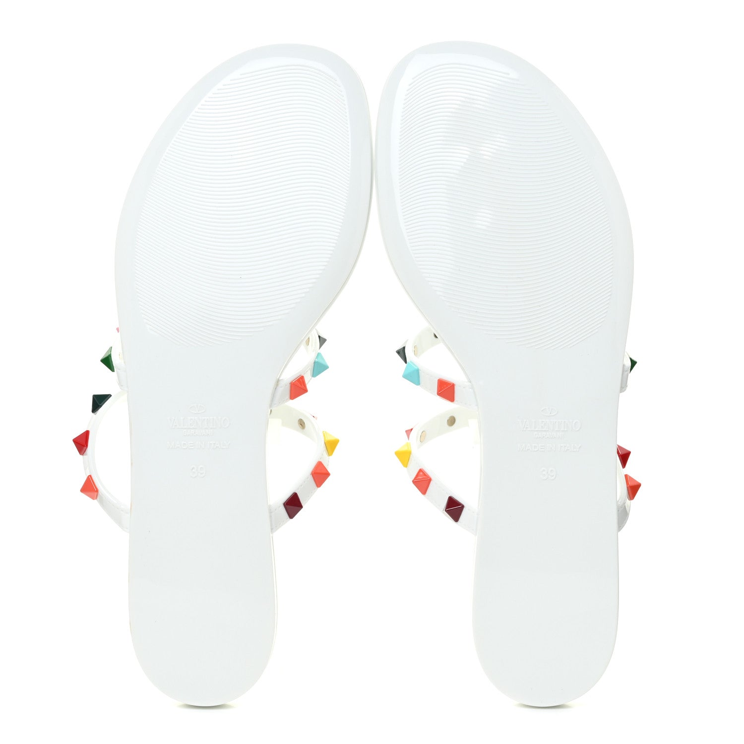 Valentino Garavani PVC Jelly Rockstud Caged Thong Sandals 39 White Multicolor 5 of 8