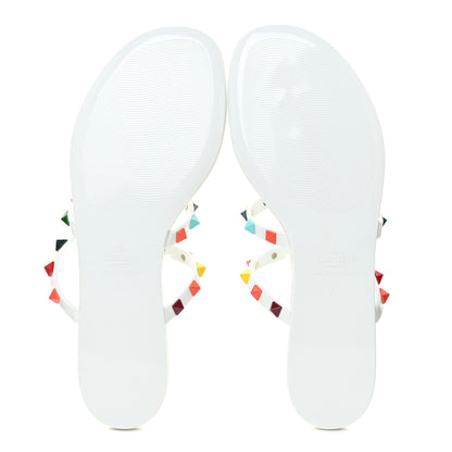 Valentino Garavani PVC Jelly Rockstud Caged Thong Sandals 39 White Multicolor 5 of 8