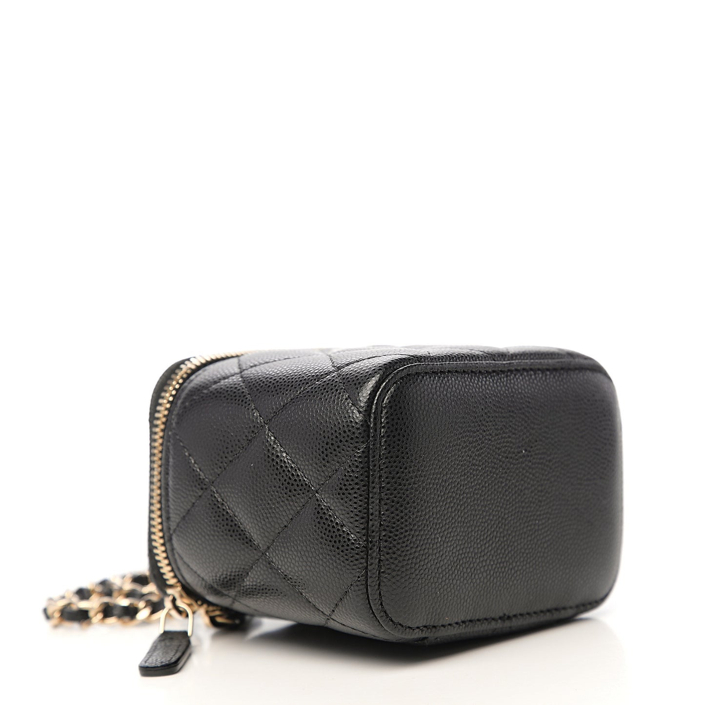 Caviar Quilted Mini Vanity Case With Chain Black