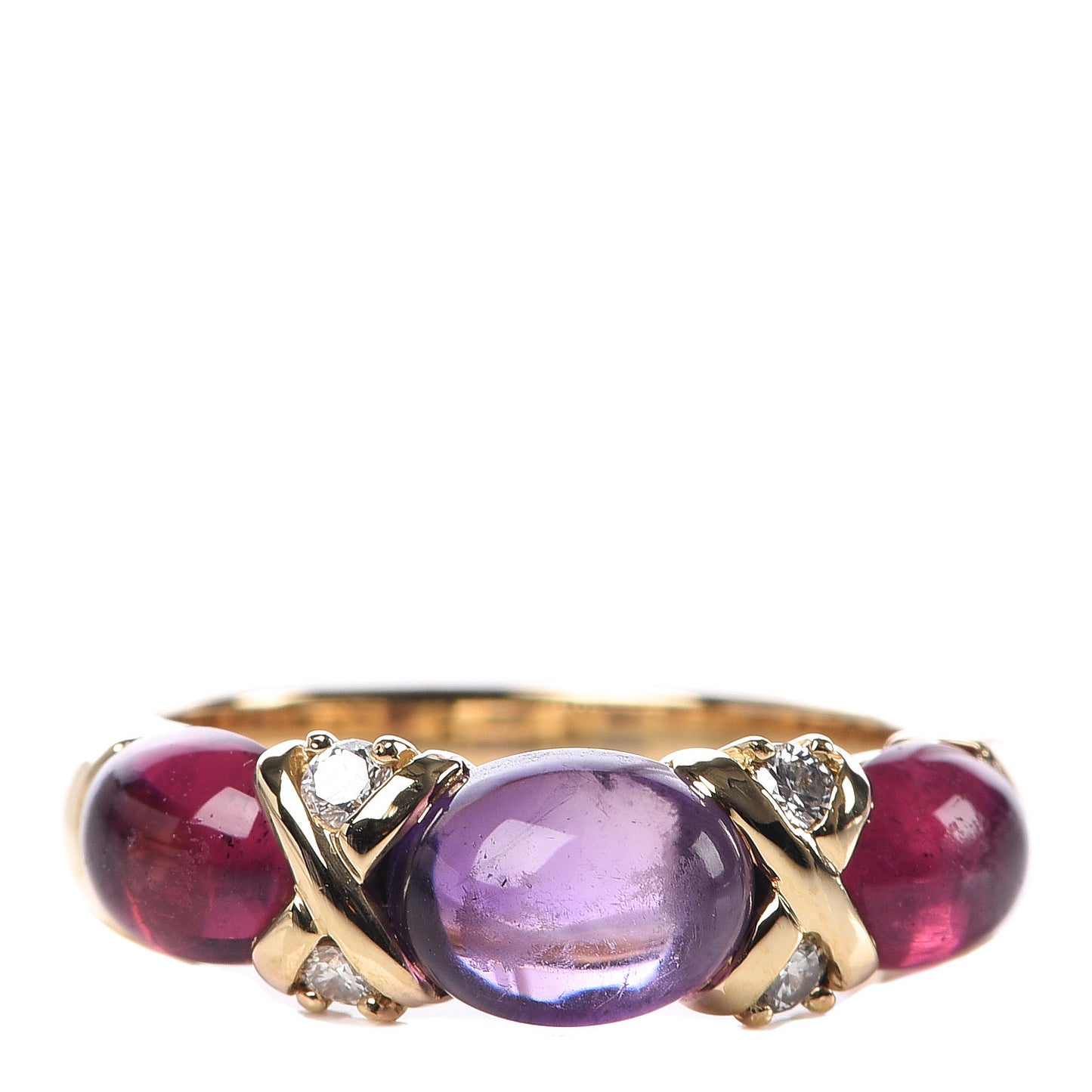18K Yellow Gold Diamond Amethyst Pink Tourmaline Paloma Picasso X Ring 53 6.25