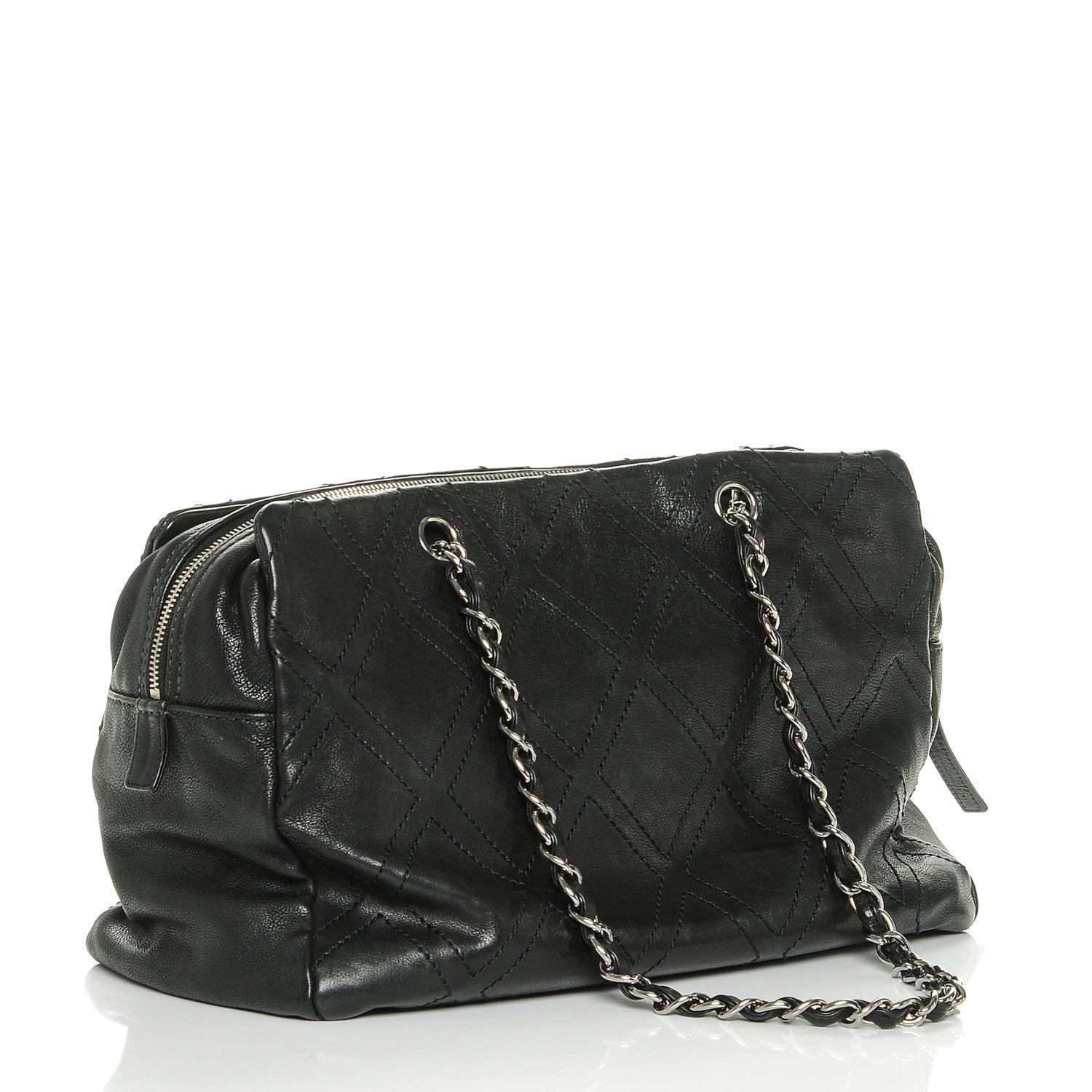Chanel Calfskin Large Diamond Stitch Tote Black 3 of 7