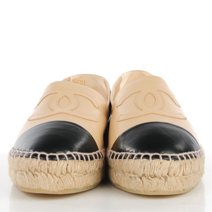 Chanel Lambskin CC Espadrilles 40 Beige Black 2 of 9