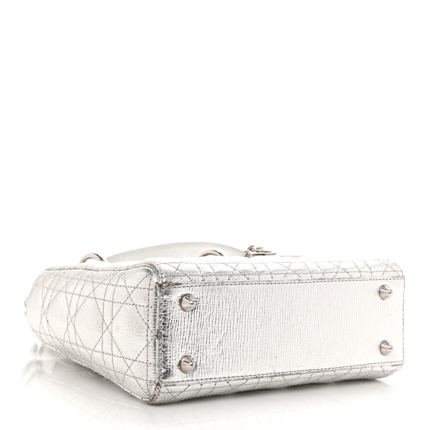 Christian Dior Metallic Grained Calfskin Cannage Small Lucky Badges My Lady Dior Silver 4 of 14