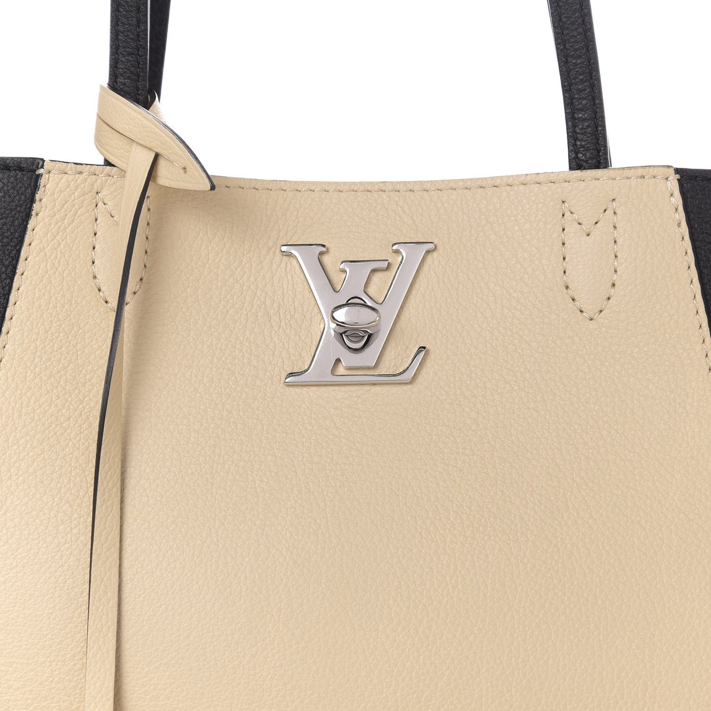 Calfskin Lockme Go Tote Black Vanilla