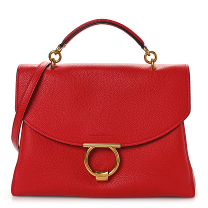 Salvatore Ferragamo Calfskin Medium Margot Top Handle Satchel Lipstick 1 of 9
