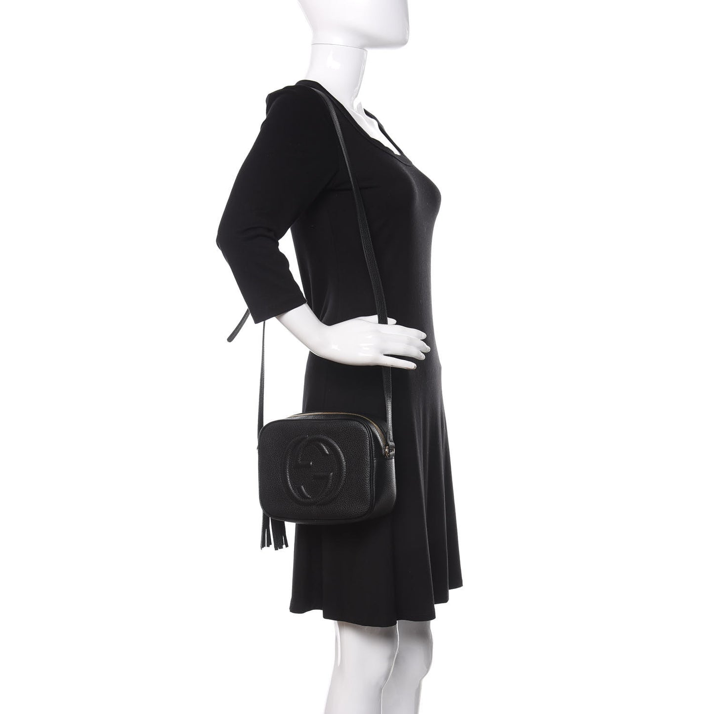 Pebbled Calfskin Small Soho Disco Bag Black
