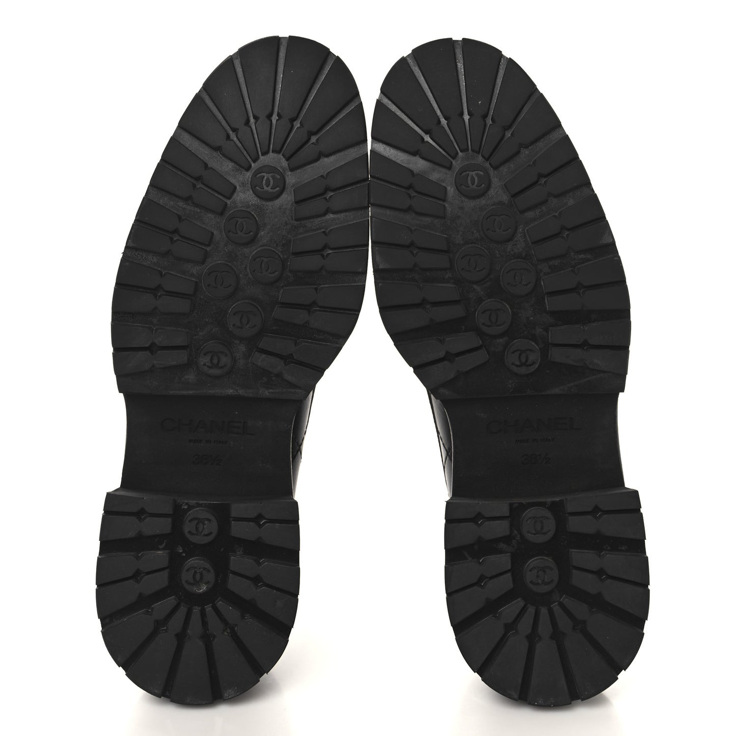 Calfskin Quilted CC Mocassin Loafers 38.5 Black