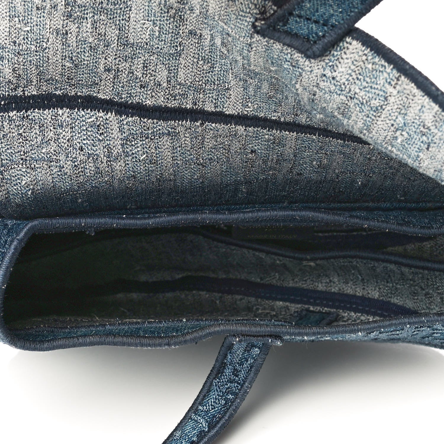 Christian Dior Oblique Embroidered Saddle Bag Denim Blue 4 of 6