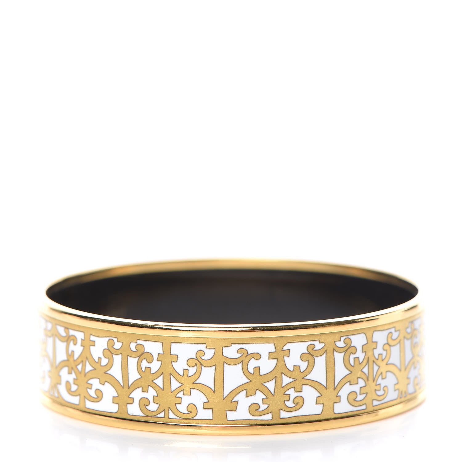 Hermes Enamel Printed Wide Balcons du Guadalquivir Bracelet 70 Gold 3 of 5