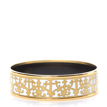 Hermes Enamel Printed Wide Balcons du Guadalquivir Bracelet 70 Gold 3 of 5