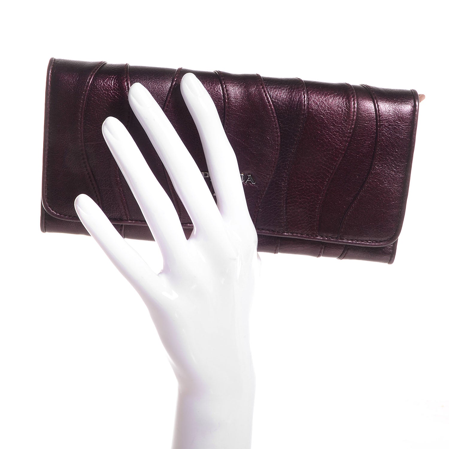 Prada Nappa Mordore Stripes Continental Wallet Lampone 2 of 10