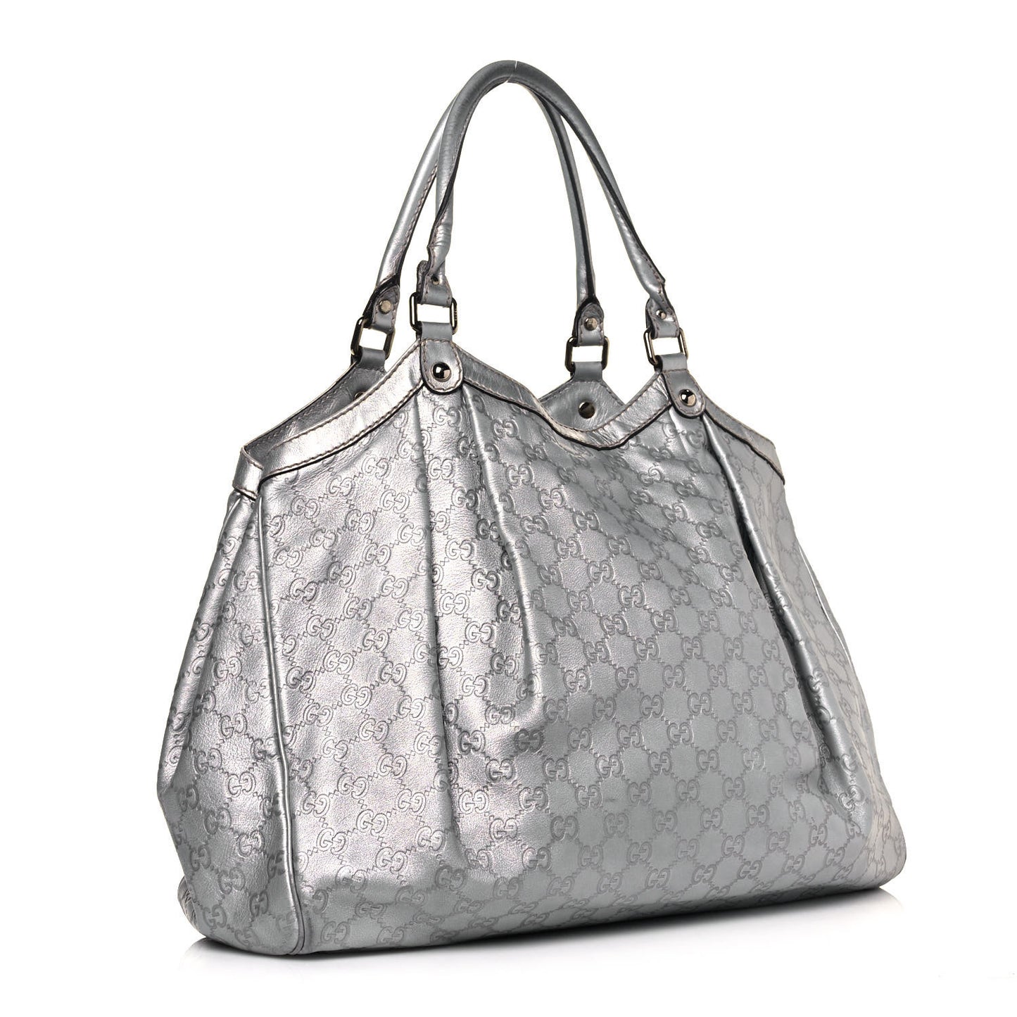 Guccissima Large Sukey Tote Silver